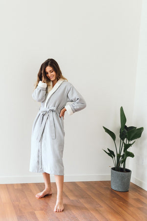 Tofino Towel The Nordic Robe | White, Navy + Grey