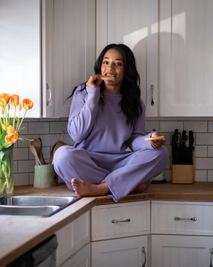 Pure Balanxed Waffle Trousers (Black & Lilac)