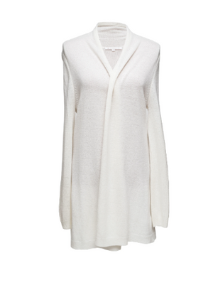 Lemonwood Rolled Collar Cashmere Cardigan (Black, White + Chalk)