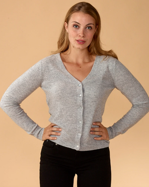 Lemonwood Millie Cashmere Button-Up Cardigan | Black, Grey, Pink + Biscotti + Chalk