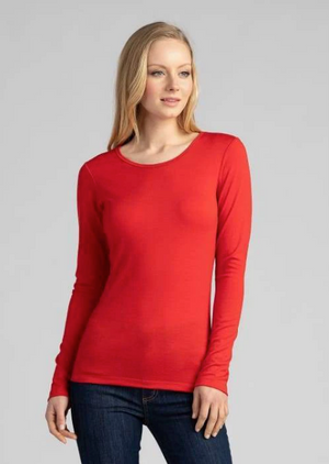 Untouched World Scoop Neck Merino Top (Red, Black)