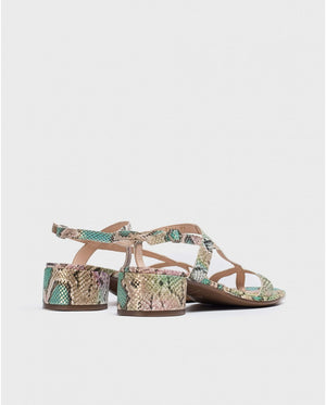 Wonders Metallic Snake Print Sandal