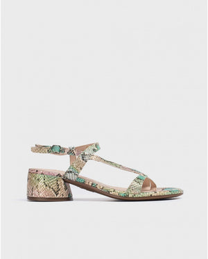 Wonders Metallic Snake Print Sandal