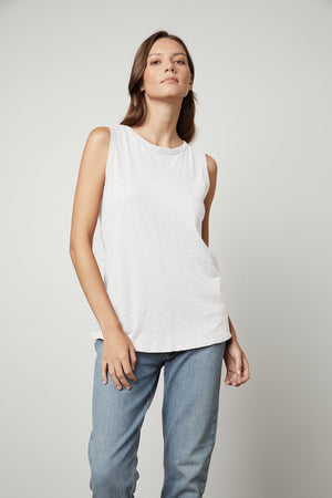 Velvet by Graham & Spencer Taurus Cotton Slub Tank | White