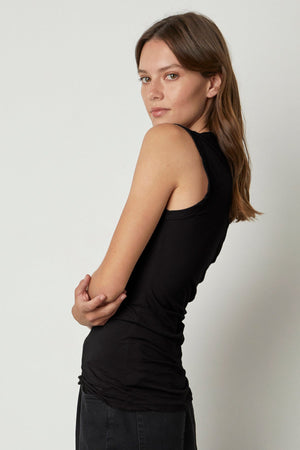 Velvet by Graham & Spencer Estina Gauzy Whisper Classics Tank | Black & Candy