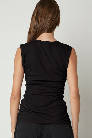Velvet by Graham & Spencer Estina Gauzy Whisper Classics Tank | Black & Candy