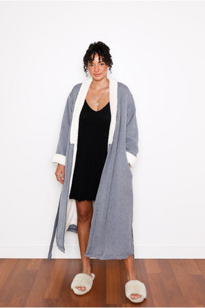 Tofino Towel The Nordic Robe | White, Navy + Grey