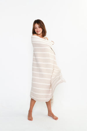 Tofino Towel Ahoy Throw Blanket | Beige & Stone