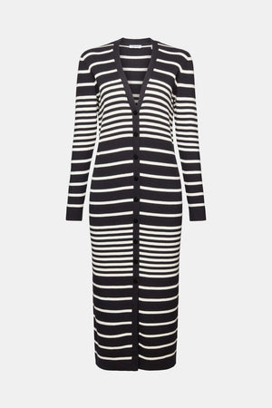 Esprit Long Striped Cotton Cardigan/Dress | Black Stripe