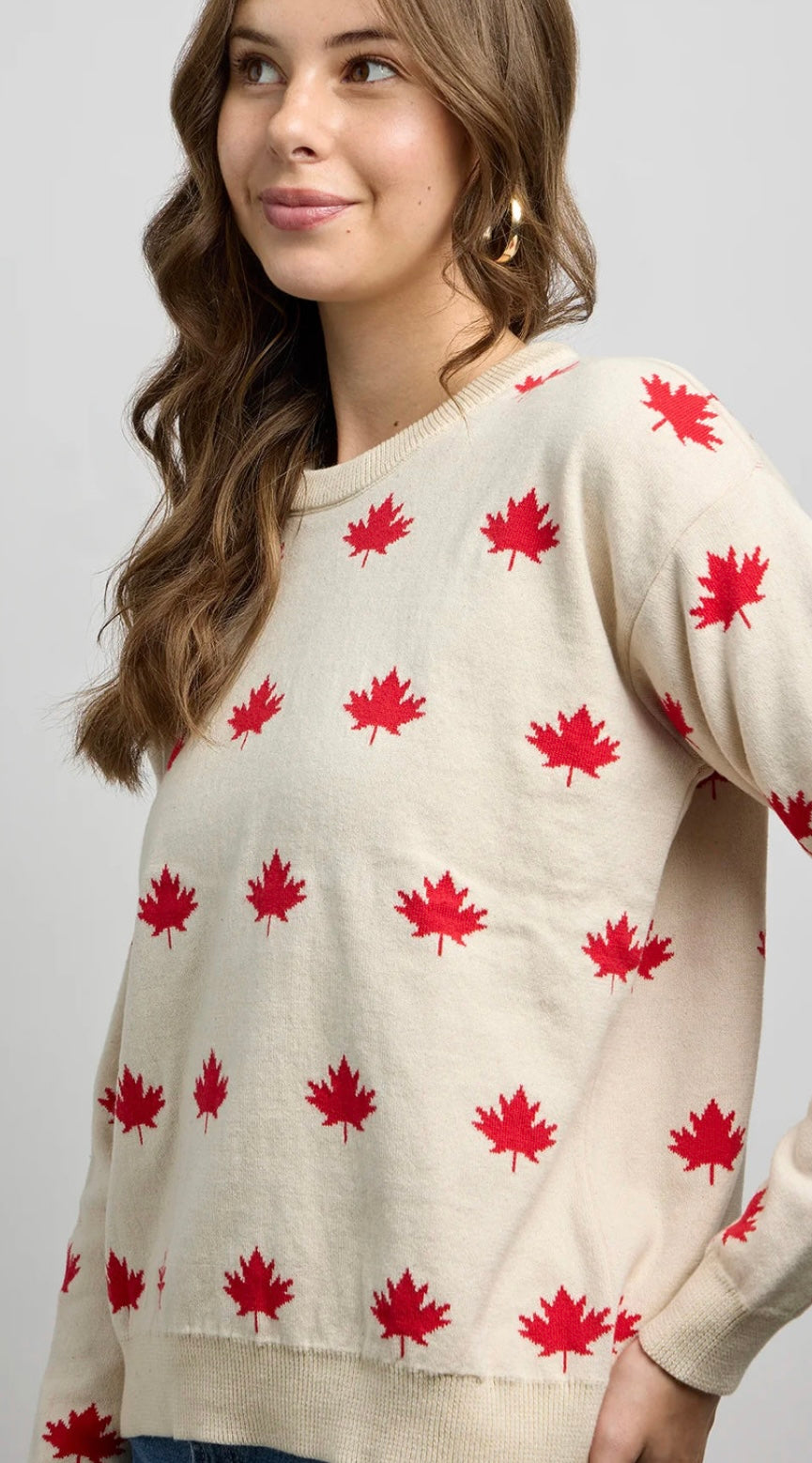 Canada KnitWear Falling Maples Sweater | Natural + Red