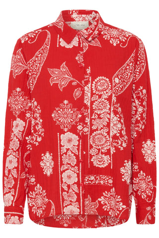 Cream Gianna Blouse | Red Ethnic Print