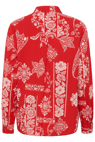Cream Gianna Blouse | Red Ethnic Print