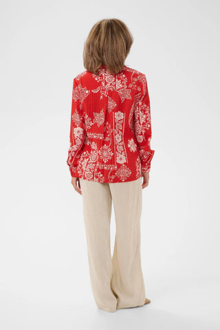 Cream Gianna Blouse | Red Ethnic Print
