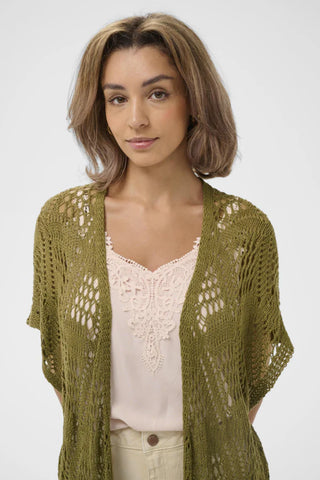 Cream Yda Long Vest | Gothic Olive