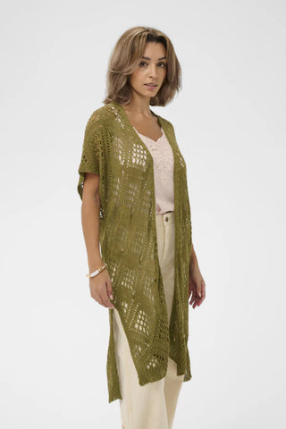 Cream Yda Long Vest | Gothic Olive