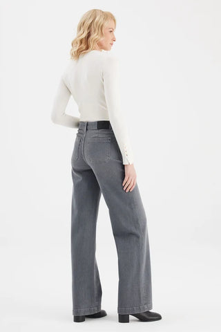 Cup Of Joe Mira High Waist Full Length Jeans | Raw + Grey