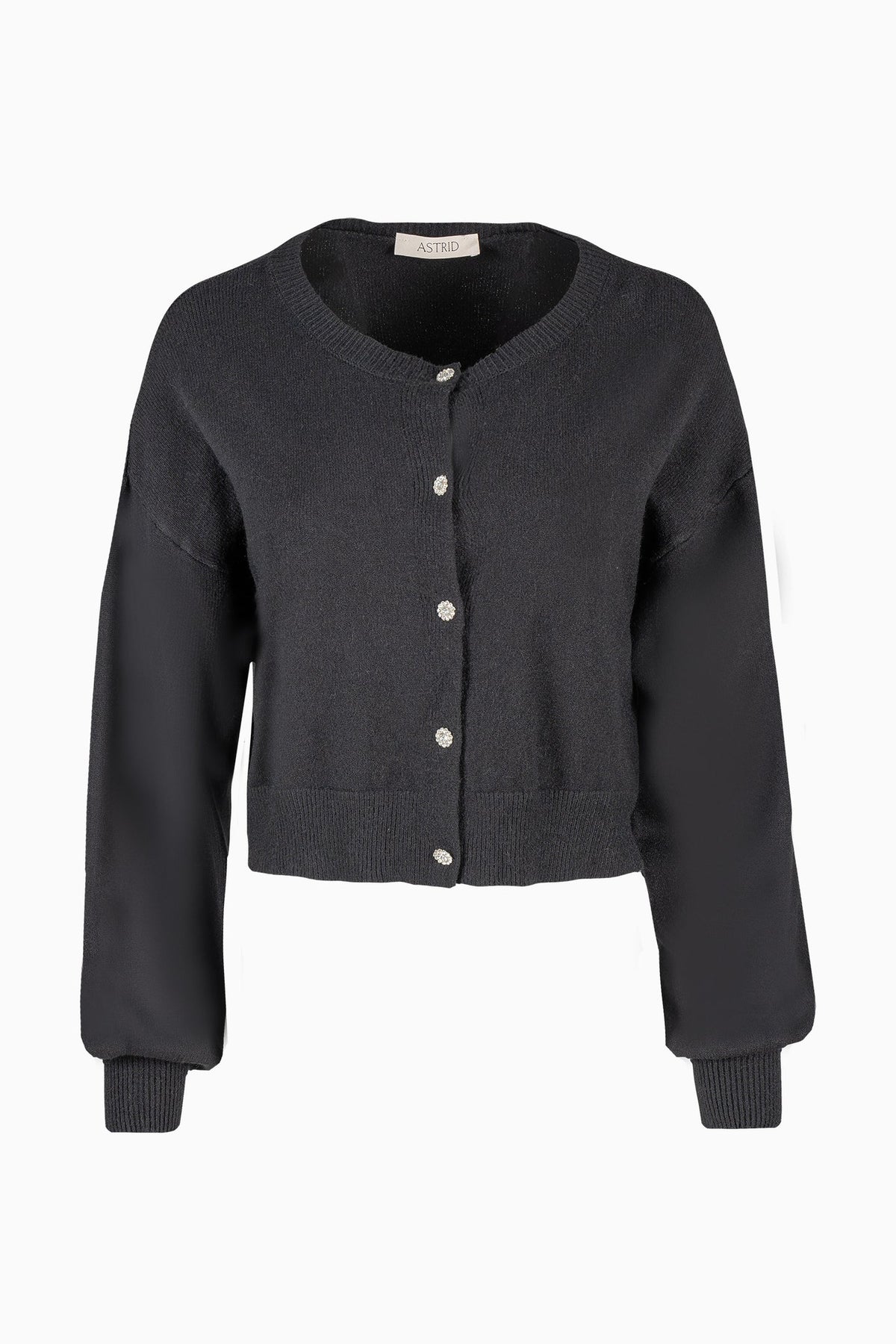 Astrid Knit Cardigan | Grey + Black