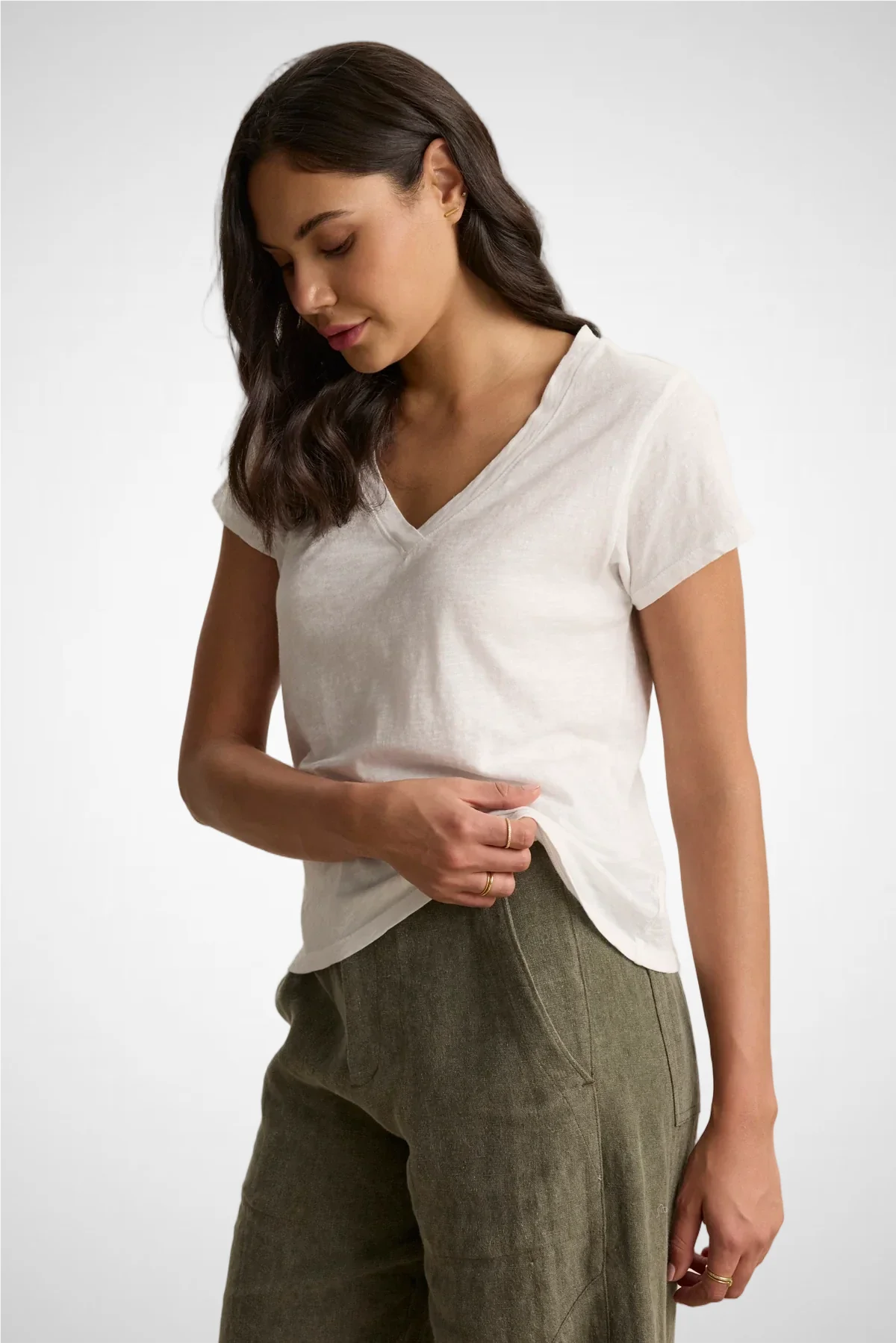 Velvet By Graham & Spencer Eli07 Original 100% Cotton Top | White + Pacific