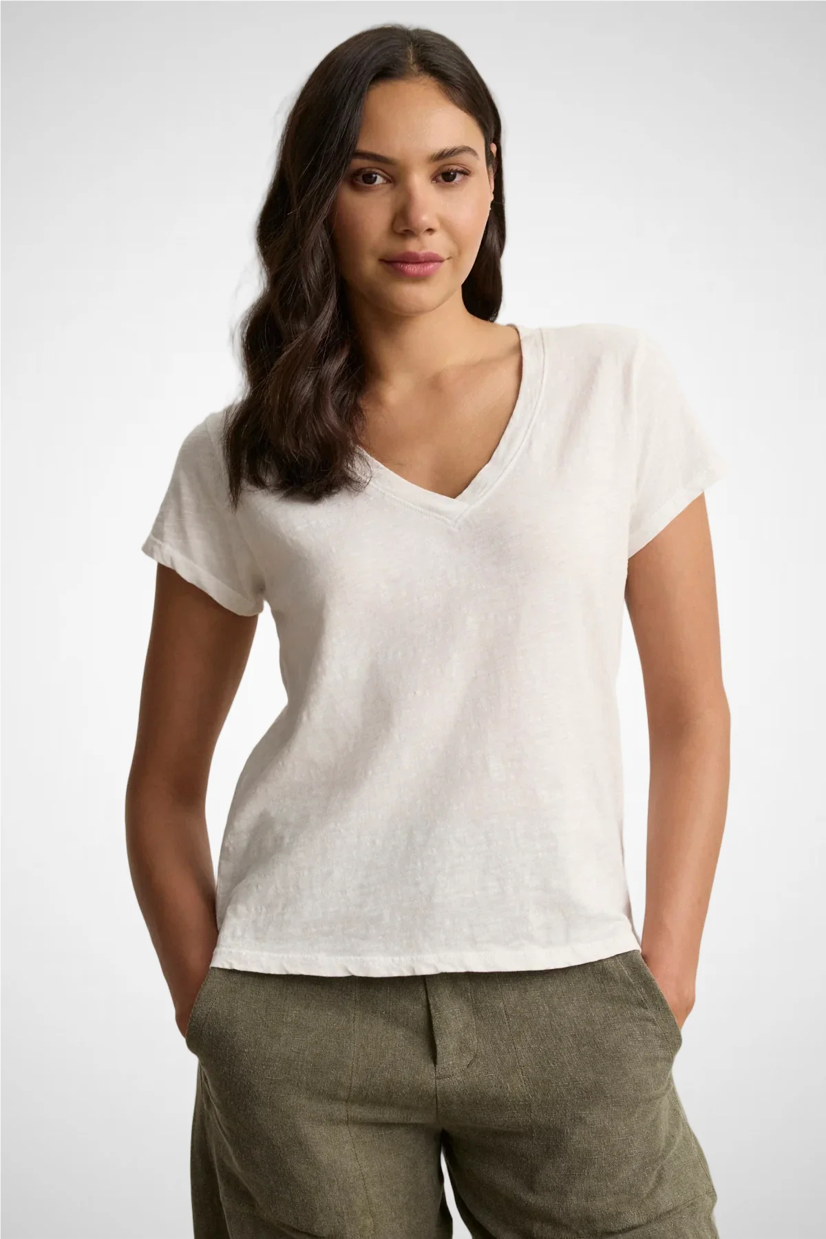 Velvet By Graham & Spencer Eli07 Original 100% Cotton Top | White + Pacific