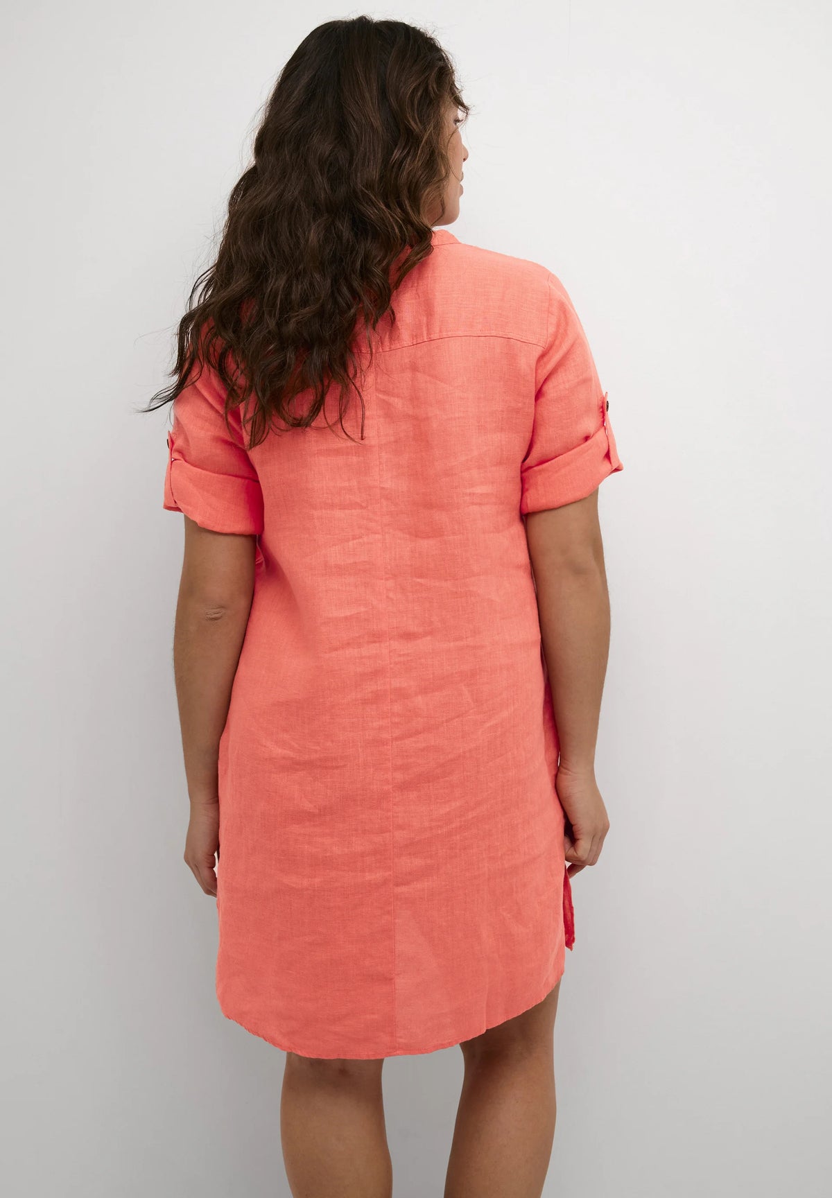 Cream Bellis Short 100% Linen Caftan Dress | Rose