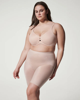 SPANX Invisible Mid-Thigh Short Shapewear | Black + Champagne