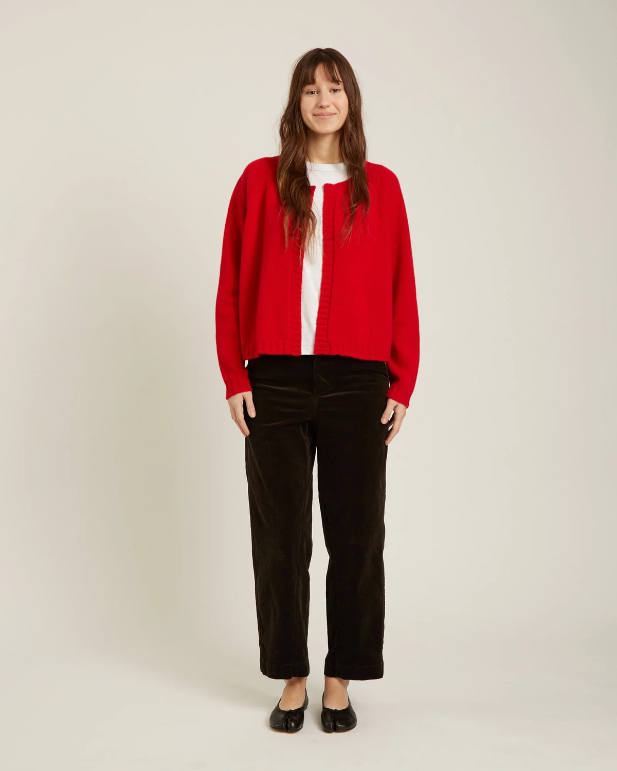 Naif Filla 100% Merino Wool Cardigan | Red
