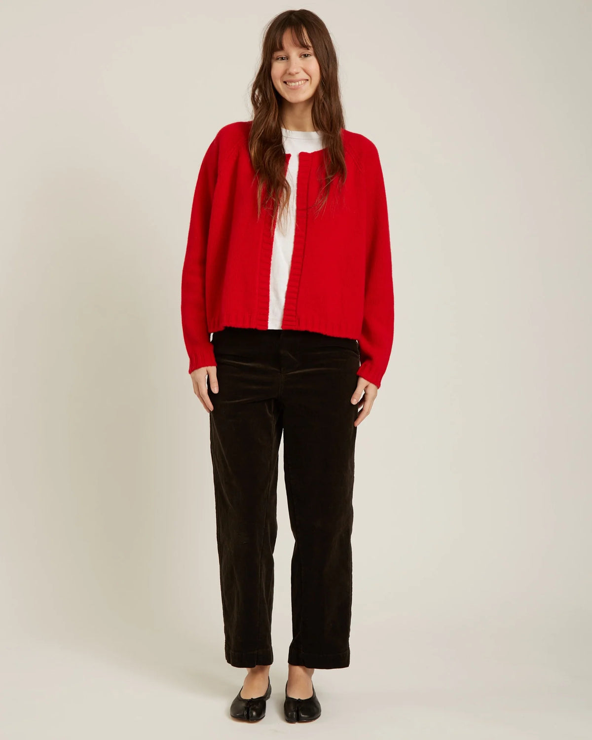 Naif Filla 100% Merino Wool Cardigan | Red