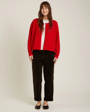 Naif Filla 100% Merino Wool Cardigan | Red