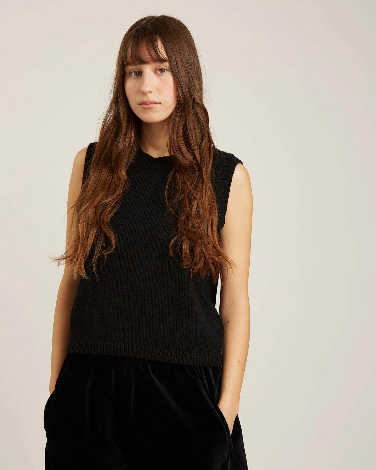 Naif Devon Cotton + Cashmere Vest | Black
