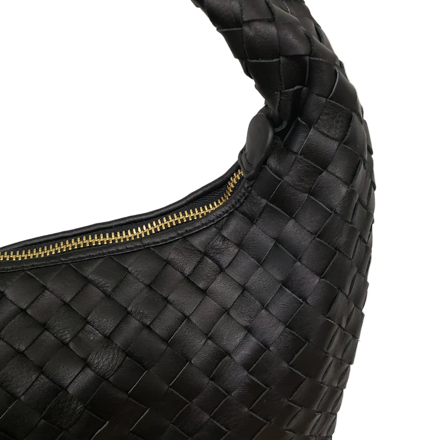 Risa Zar Woven Leather Bag | Black