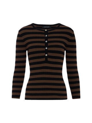 Sanctuary Selena Henley Top | Black-Brown