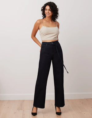 Yoga Jeans Lily High Rise Wide Leg w/ Belt | Abel Wash