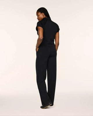 SPANX AirEssentials Pintuck Half Zip Jumpsuit | Cream + Black