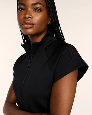 SPANX AirEssentials Pintuck Half Zip Jumpsuit | Cream + Black