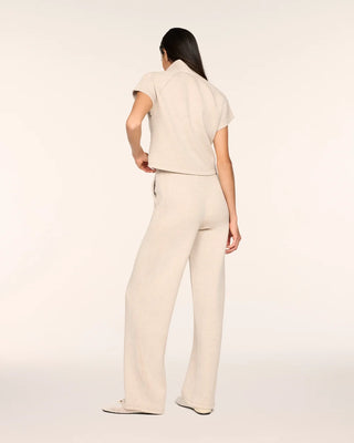 SPANX AirEssentials Pintuck Half Zip Jumpsuit | Cream + Black