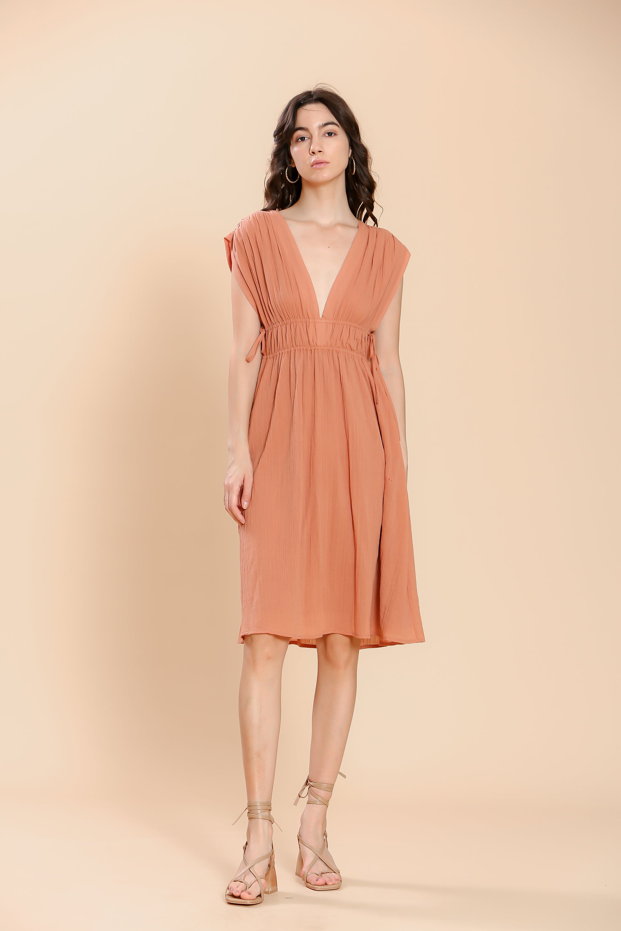 The Korner Linen Midi Dress | Orange
