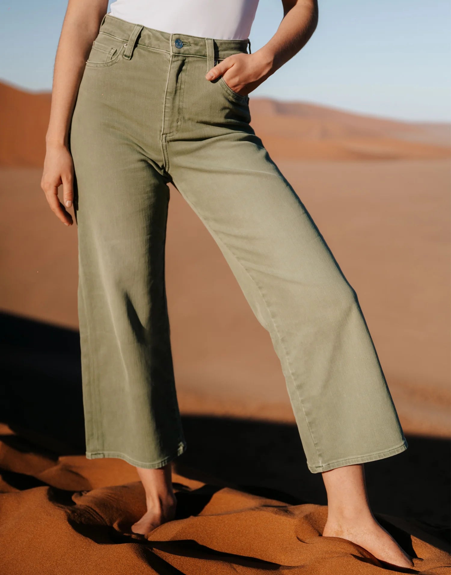 Yoga Jeans Lily Wide Leg High Rise Jeans| Beach Grass