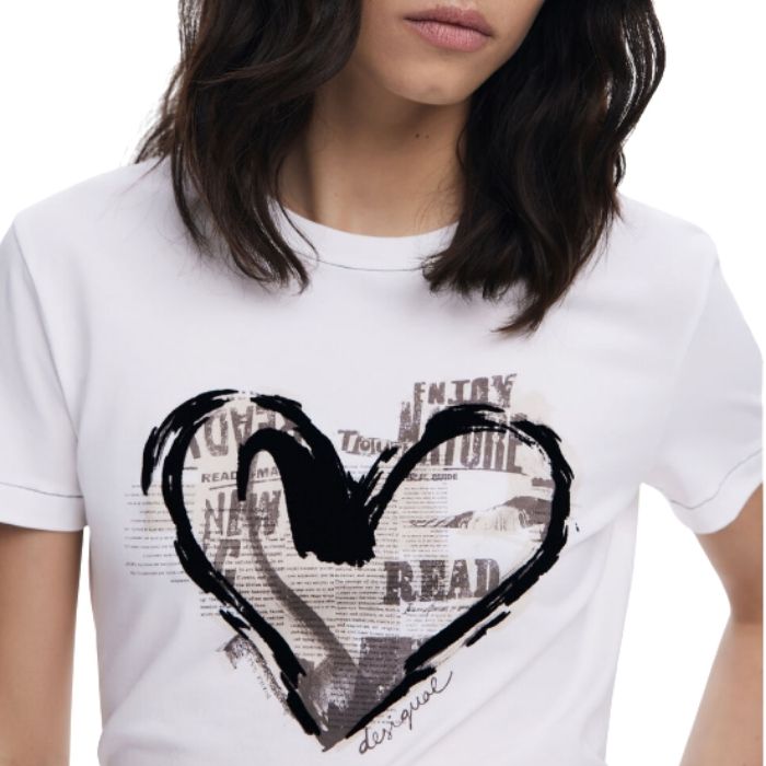 Desigual Heart Top | White