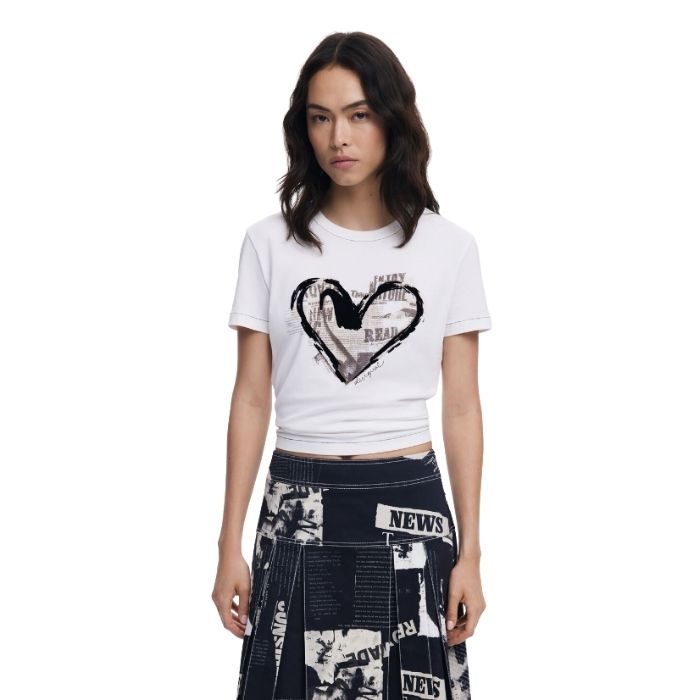 Desigual Heart Top | White