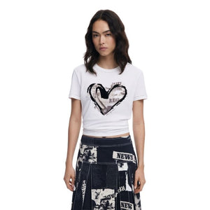 Desigual Heart Top | White