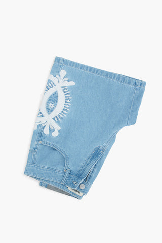 Desigual Denim Shorts with Embroidery | Med Wash