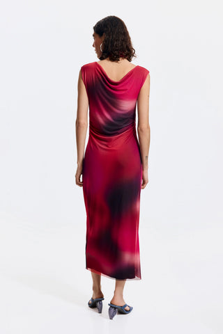 Desigual Asymmetric Chiffon Dress | Pink