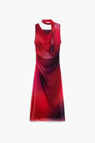 Desigual Asymmetric Chiffon Dress | Pink