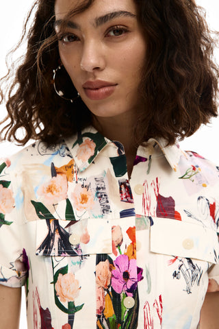 Desigual Short Sleeved Dress | Beige