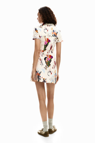 Desigual Short Sleeved Dress | Beige