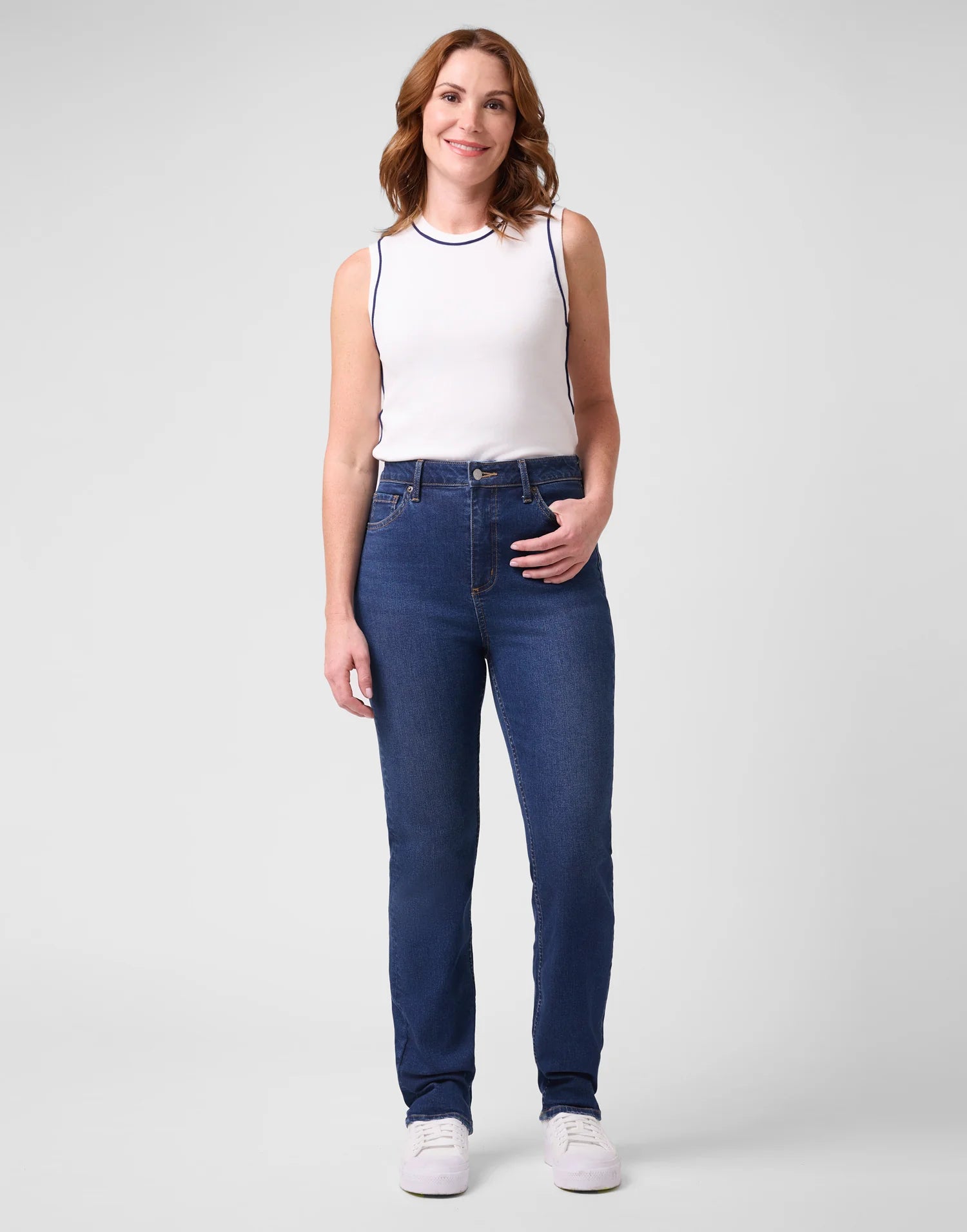 Yoga Jeans Emily Slim High Rise 30" | Inked Blue, Denim Blue & Black