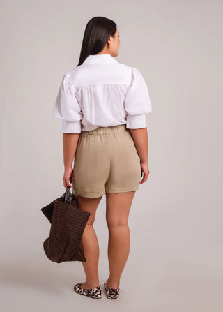 Second Yoga Jeans 100% Linen Shorts | Sand + Denim