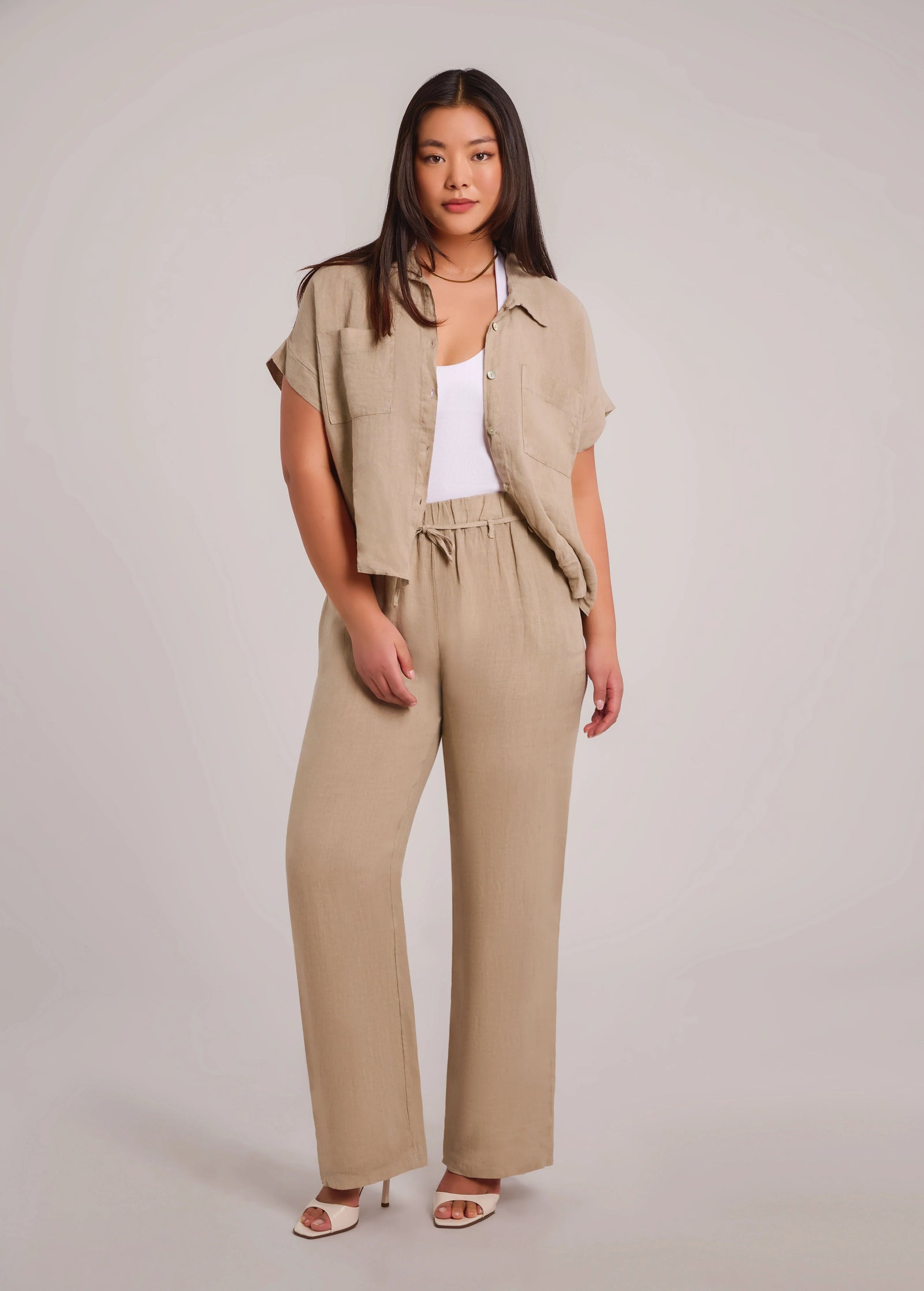 Second Yoga Jeans Belted 100% Linen Pants | Sand