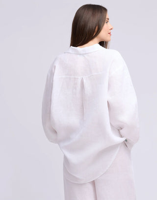 Yoga Jeans Linen Boyfriend Shirt | Blanco