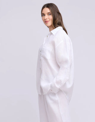 Yoga Jeans Linen Boyfriend Shirt | Blanco